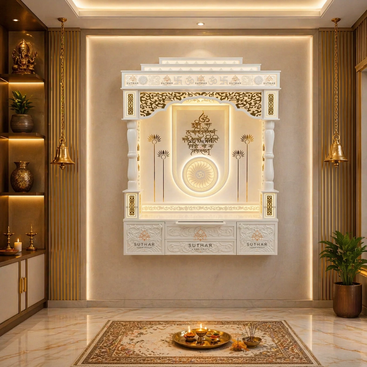 Customized Corian Mandir