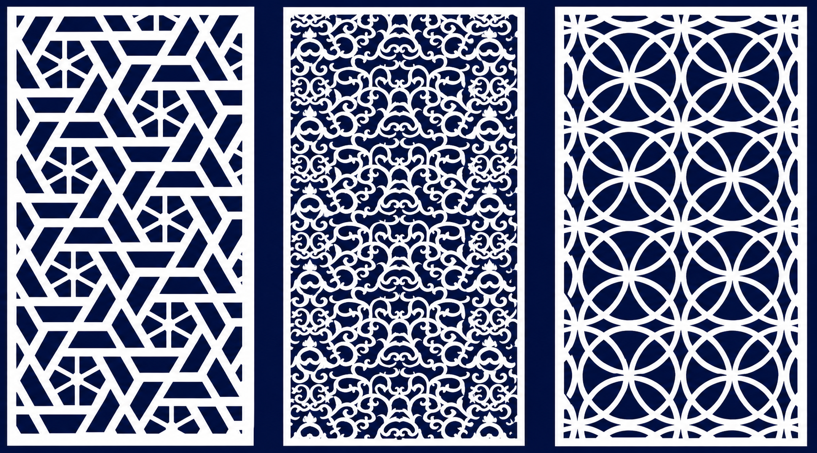Modern Geometric & Scrollwork Wall Panel Design