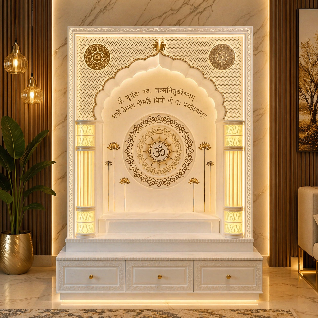 Latest Corian Mandir Design