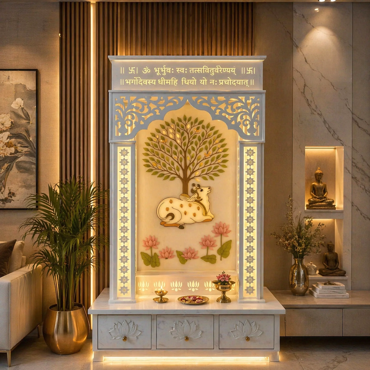Premium Corian Mandir Design